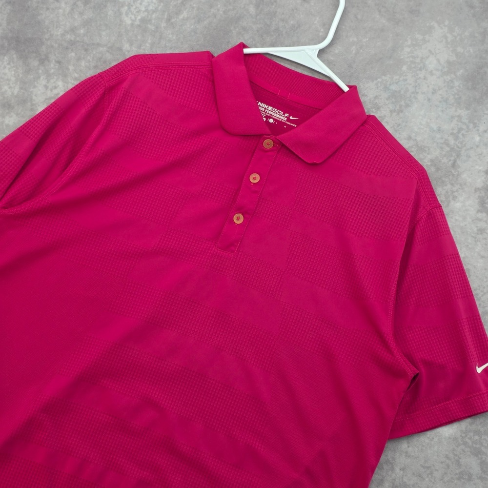 Nike Golf Polo Shirt Mens Large Tour Performance Pink The Tribute Logo